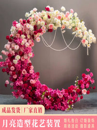 Moon Arch Wedding Prop with Artificial Flowers for Proposal Background and Event Decor