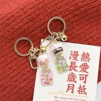 Japanese Lucky Cat Ceramic Bell Keychain Bag Charm