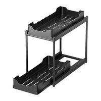 Multi-layer Pull-out Under Sink Organizer for Kitchen Cabinets, Deep Cabinet Storage Rack with Wheels and Hooks