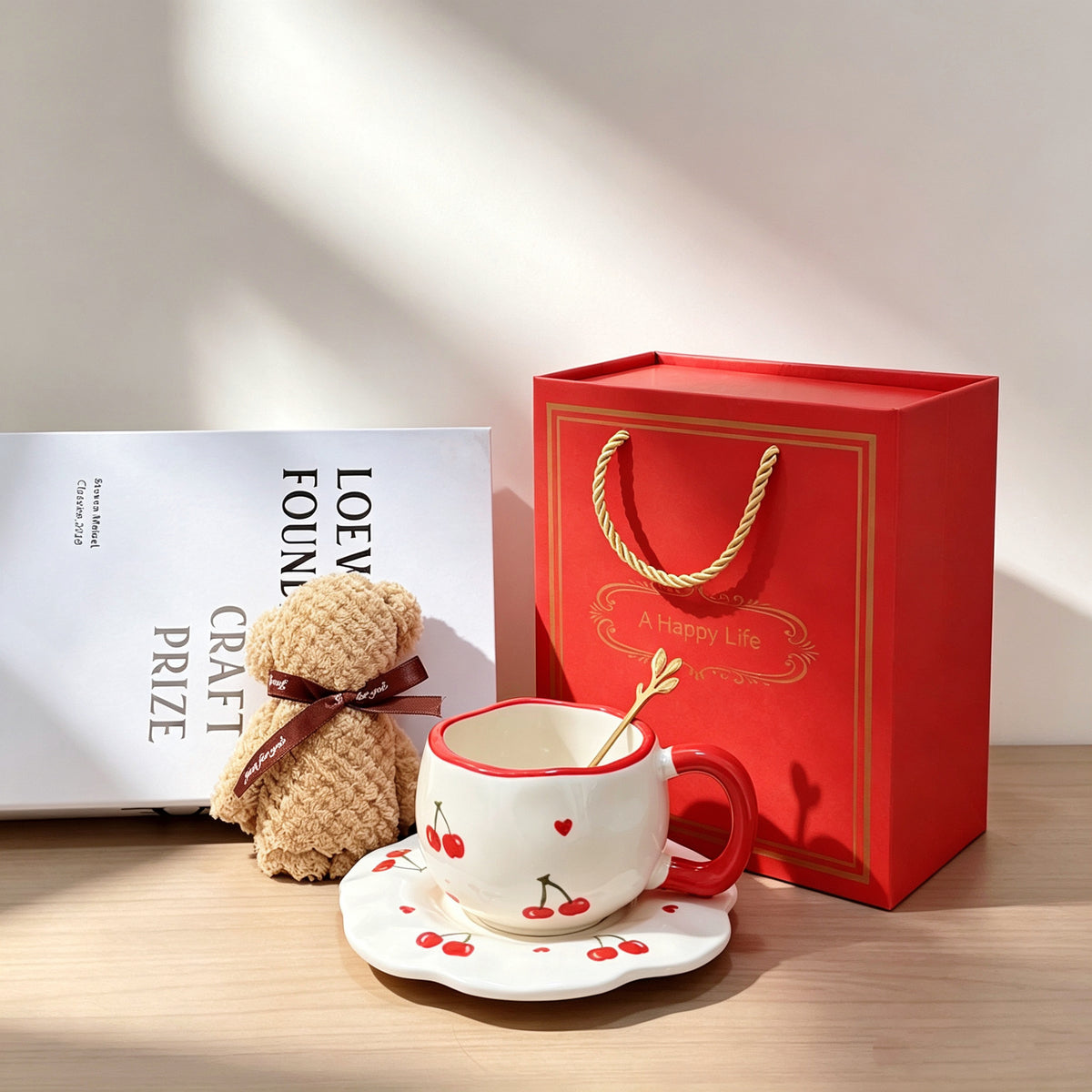 Elegant Ceramic Coffee Mug Set with Saucer and Spoon, Creative Afternoon Tea Gift Box
