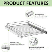 Pull-Out Cabinet Organizer Baskets for Kitchen Storage - Under Sink Spice, Dish, and Bowl Racks