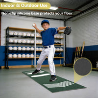Baseball Softball Batting Stance Training Mat with Loop Pile Surface, Durable & Easy Clean