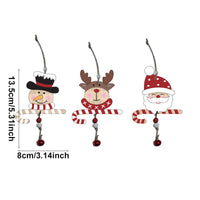 Christmas Santa Snowman Reindeer Wooden Ornaments with Bell