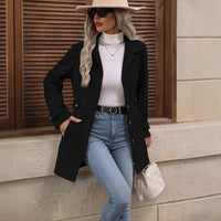 Women's Lapel Wool Blend Slim Fit Blazer Coat