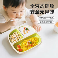 Baby Silicone Divided Feeding Plate with Suction Cup for Infants and Toddlers, Complementary Food Bowl