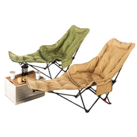 Portable Folding Recliner Chair with Padded Leg Rest for Outdoor Camping Office Lunch Break