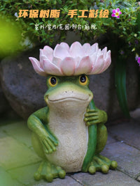 Frog Garden Decor Statue with Bird Feeder for Patio Yard Balcony Outdoor Landscape