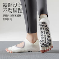 Non-Slip Pilates Yoga Socks with Open Back and Five Toes for Indoor Fitness