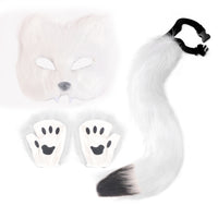 Halloween Fox Costume Set with Mask, Gloves, and Plush Tail for Cosplay