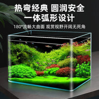 Bent Glass Aquarium Fish Tank for Betta Goldfish Desktop Living Room