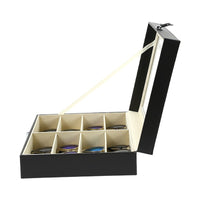8-Slot PU Leather Eyeglasses and Sunglasses Storage Organizer Case