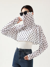 Women's UV Protection Driving Shawl with Face Mask, Ice Silk Long Sleeve Sun Protection Cape for Cycling