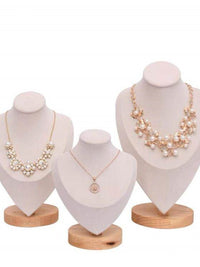Wooden Heart-Shaped Neck Jewelry Display Stand Mannequin Bust for Necklaces and Pendants