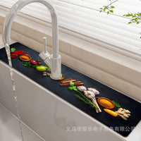 Creative Pattern Home Kitchen Faucet Absorbent Mat Diatomaceous Earth Quick Dry Non-slip Mildew-proof Eco-friendly