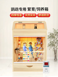 Constant Temperature Incubator for Baby Parrots and Chicks, Wooden Warm Breeding Box for Peony and Cockatiel Birds