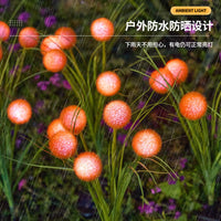 Solar LED Flocked Ball Garden Stake Lights for Balcony Yard Landscape Decoration