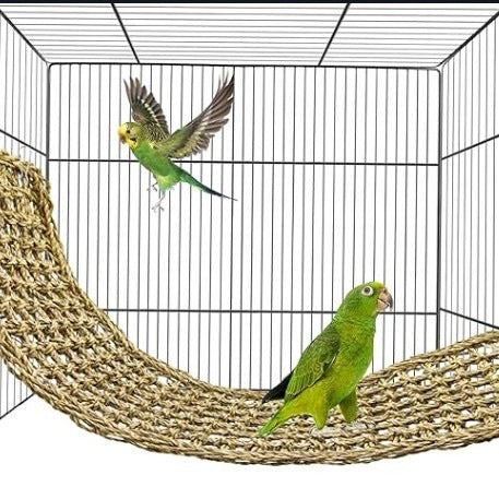 Parrot Chew Toy Grass Net Ladder Bird Climbing Frame Swing Hammock for Small to Medium Birds