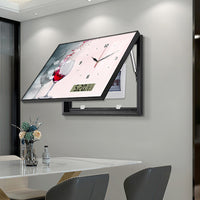 Hydraulic Lift Meter Box Decorative Painting with Clock for Living Room
