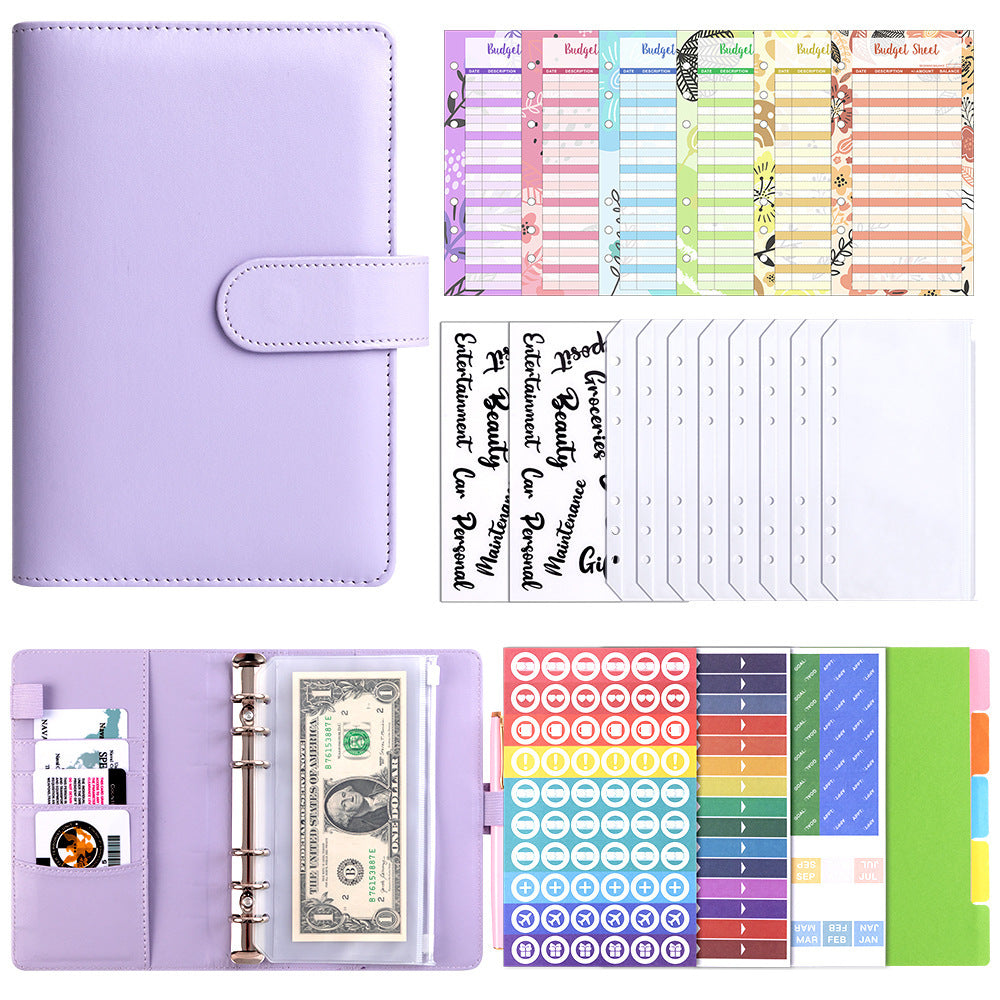 Macaron A6 Binder Budget Planner with Zipper Pockets for Students