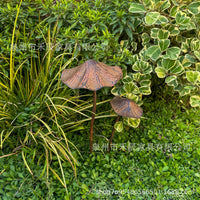Vintage Brown Mushroom Garden Stakes for Outdoor Planters & Potted Plants
