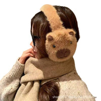 Cute Capybara Plush Earmuffs for Winter, Thickened Windproof and Cold-Proof Ear Warmers