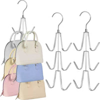 3-Layer Rotating Handbag Hanger Hook Organizer for Purses, Backpacks, and Belts - Multi-functional Closet Storage Rack