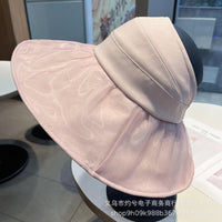 Women's Summer Ponytail Sun Hat with Mesh Face Cover - Adjustable Empty Top for Outdoor Beach Vacation