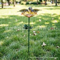 Metal Flower Bird Feeder & Bath for Outdoor Garden Decor