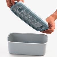 Household 24-Grid Silicone Ice Cube Tray with Lid and Storage Bin, Large Capacity Easy Release Ice Mold Set