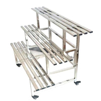 Multi-tier Stainless Steel Plant Stand with Wheels, Heavy Duty Floor-standing Flower Rack for Balcony Patio