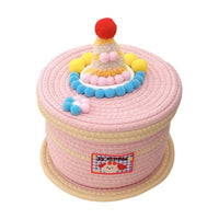 Cartoon Fabric Storage Basket with Lid, Large Capacity Desktop Organizer for Home, Small Cake Storage Bin