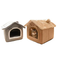 Pet Cave Bed for Cats and Small Dogs, Enclosed Warm House, Removable and Washable, All Seasons