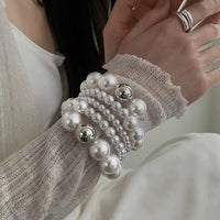 French Retro Multi-layer Pearl Beaded Bracelet Elegant Fashion Accessory