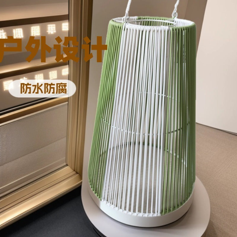 Solar Hand-Woven Rattan Lampshade for Indoor/Outdoor Home Decor