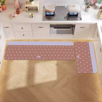 Korean Style Polka Dot Diatomaceous Earth Kitchen & Bath Mat Set - Non-Slip, Absorbent, Easy Care
