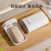 Portable Soap Dish with Lid for Travel and Home Use, Leak-Proof and Drainable