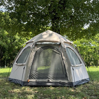 Instant Pop-Up Double Layer Camping Tent with Rain Protection and UV Resistance, Portable 4-Window Ventilation for Outdoor Activities