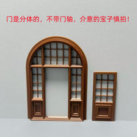 Dollhouse Miniature Gothic Style Door and Window Set for Micro Landscape Decor