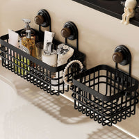 Suction Cup Storage Basket for Bathroom, Wall-Mounted Drain Basket, No-Drill Organizer for Cosmetics and Towels