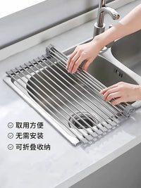 Foldable Silicone Dish Drying Rack for Kitchen Sink