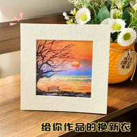 Embossed Cardboard Photo Frame with Stand for Square Artworks and Oil Paintings, Double-Sided Display