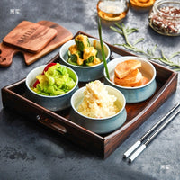 Ceramic Three-Compartment Appetizer Bowl Set for Hot Pot & Snacks