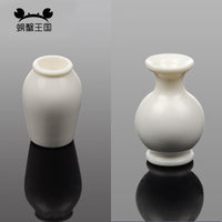 Miniature White Striped Square Vase for Dollhouse & Diorama Decor