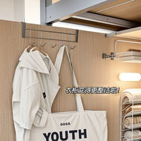 Over-the-Door Hook Organizer for Clothes, Bags, and Hats - Stainless Steel 5-Hook Rack