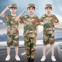 Kids' Camouflage T-Shirt & Pants Set for Summer Camp & Military Training