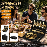 Outdoor Camping Picnic BBQ Stainless Steel Cutlery Set with Bag - Steak Knife Fork Spoon Set