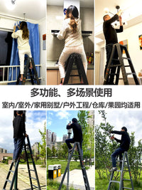 Aopeng Household Folding Telescopic Aluminum Alloy Herringbone Ladder Thickened Indoor Multi-functional Engineering Portable Staircase
