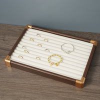 Vintage Wood Grain Jewelry Display Tray for Necklaces, Bracelets, and Pendants
