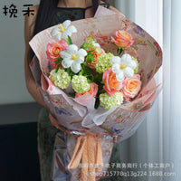 Vintage Oil Painting Style Kraft Paper Floral Wrapping Paper for Bouquets and Gifts