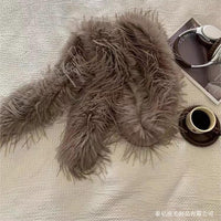 Women's Winter Tassel Plush Scarf Warm Soft Thickened Double-Layer Shawl